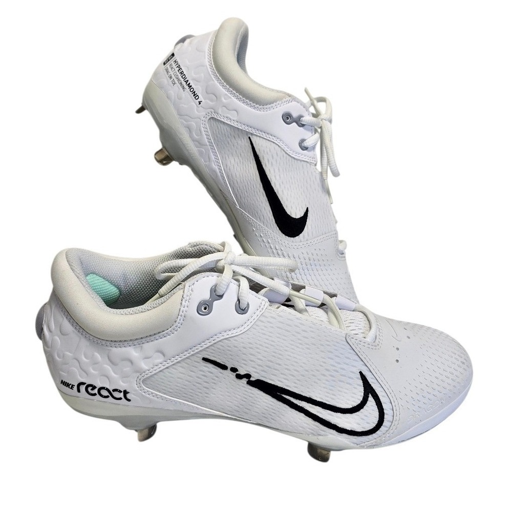 Nike Hyperdiamond 4 Elite Softball Cleats Women's Size 10 White Black Training